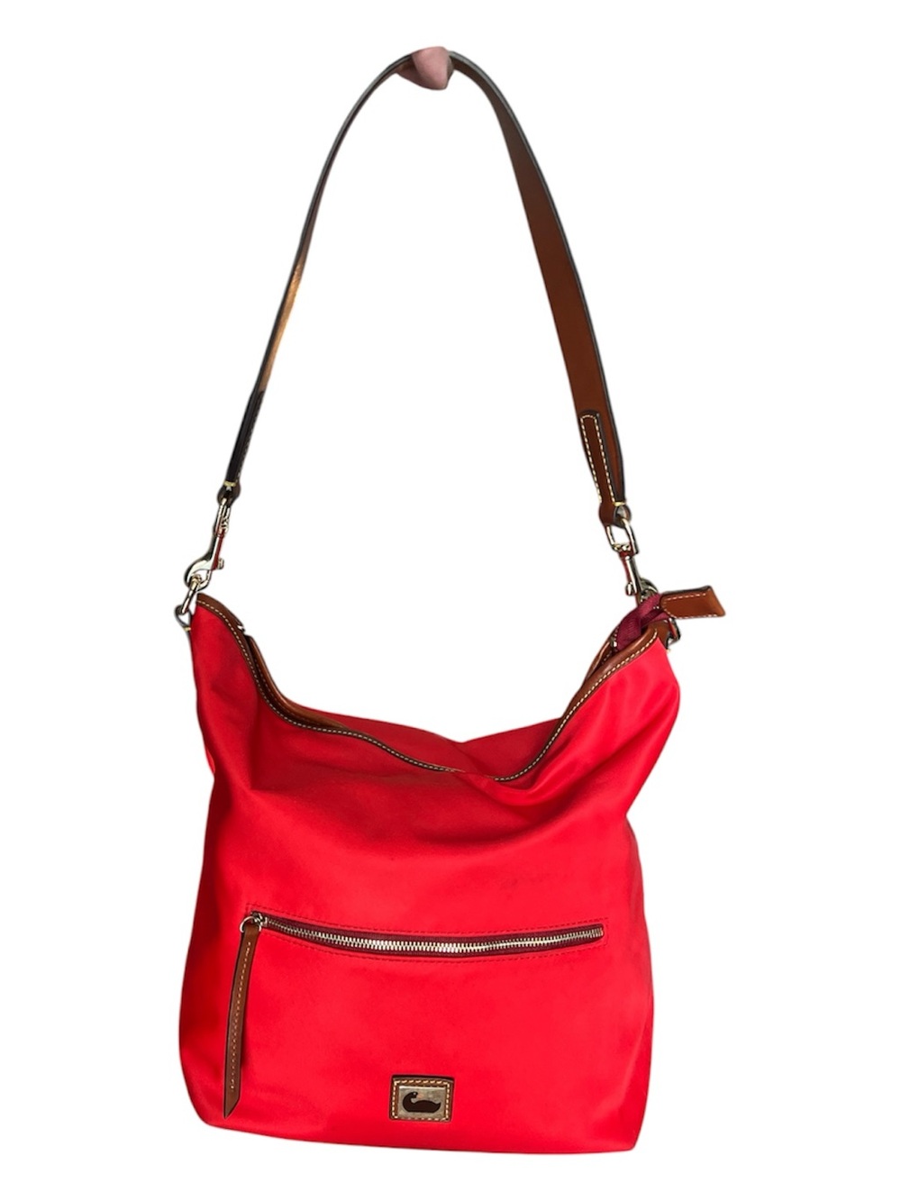 Authentic DOONEY & BOURKE Wayfarer Hobo Bag Red Nylon with Leather Trim